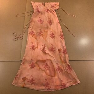 Love Triangle Womens Size 8 Coral Floral Print Lace Up Back Maxi Dress
